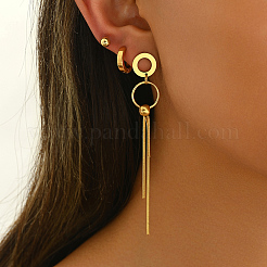 Conjuntos de pendientes con borlas y anillo de acero inoxidable&nbsp;LS-OV1980-1