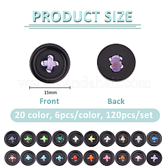 120 шт. 20-х цветные смоляные кабошоны в форме пуговиц&nbsp;AJEW-FH00028