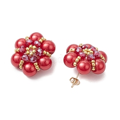 Pendientes con forma de flor y cuentas de semillas de vidrio&nbsp;EJEW-MZ00349-01