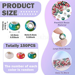 150шт европейские бусины из непрозрачной смолы&nbsp;RESI-TA0004-61D