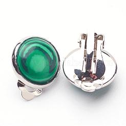 Synthetische Malachit-Messing-Clip-on-Ohrringe&nbsp;EJEW-A051-B005