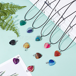 18 pendentif en agate naturelle à bandes/rayures&nbsp;G-SC0002-06
