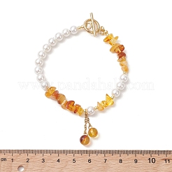 Bracelets à breloques en ambre naturel pour femmes&nbsp;BJEW-JB13650