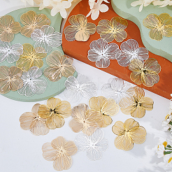 24 pièce de 3 couleurs de capuchons de perles de fleurs à double couche en filigrane de fer&nbsp;IFIN-HS0001-06