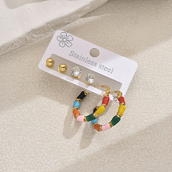 3 пара серег из нержавеющей стали 201 с эмалью CK7727