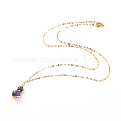 Améthyste naturelle pendentif collier et boucles d'oreilles ensembles de bijoux&nbsp;SJEW-JS01060-03