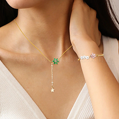 12 pz. 6 colori ottone pavé zirconia cubica e vetro fiore maglie connettore charms&nbsp;KK-FH0008-41