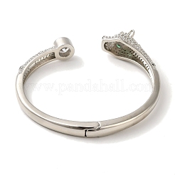 Bracelet en laiton pavé de zircons cubiques transparents et verts&nbsp;BJEW-K246-20E-P