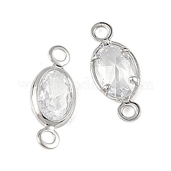 Breloques connecteurs ovales en laiton pavé de zircone cubique shegrace&nbsp;XGRQ2O400-439A-P