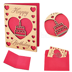 Деревянные поздравительные открытки на день рождения&nbsp;DIY-CP0011-91E