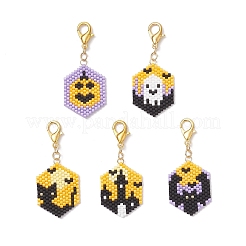 5 colgante decorativo con cuentas de vidrio para Halloween.&nbsp;HJEW-MZ00343