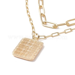 2 pièces rectangle en laiton de style 2 avec colliers pendentif lettre initiale&nbsp;NJEW-JN04006