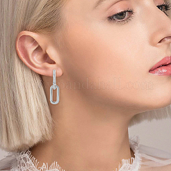 1 пара серег-колец из латуни с микропаве из прозрачных кубических цирконий&nbsp;EJEW-HS0001-11P