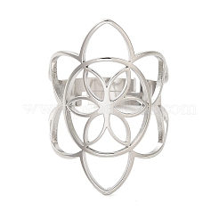 Bagues réglables en acier inoxydable 304 à fleurs creuses anti-ternissement pour femmes&nbsp;RJEW-N048-06P