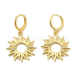 Серьги-кольца из латуни в форме солнца&nbsp;EJEW-H180-30D-G