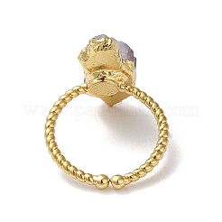 Открытые манжеты с натуральными аметистами&nbsp;RJEW-M155-01G