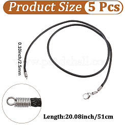 5 Stück 2.5 mm runde gewachste Kordel zur Herstellung von Halsketten&nbsp;MAK-CL0001-04