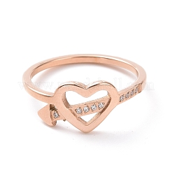 Corazón de rhinestone de cristal con anillo de dedo de flecha&nbsp;RJEW-D120-18B-RG