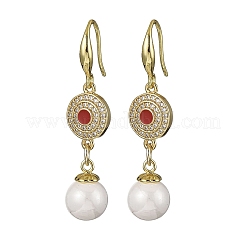 Серьги с подвесками из латуни с прозрачным фианитом и прозрачным фианитом EJEW-F362-10G