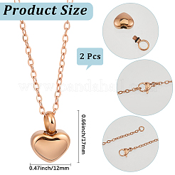 2 collane per ceneri a forma di cuore in acciaio inossidabile 304&nbsp;NJEW-CN0001-27