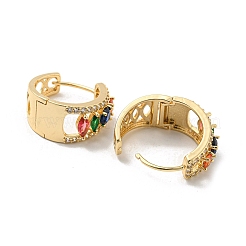 Серьги-кольца из латуни с микро-паве&nbsp;EJEW-E295-10KCG