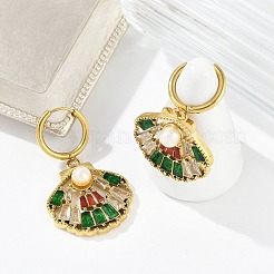 Серьги-кольца из нержавеющей стали 304 с ионным покрытием (IP) и микропаве из кубического циркония&nbsp;EJEW-A119-07G