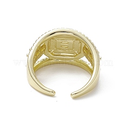 Стойка покрытие латунь микро паве кубический цирконий открытые манжеты кольца&nbsp;RJEW-K257-31G