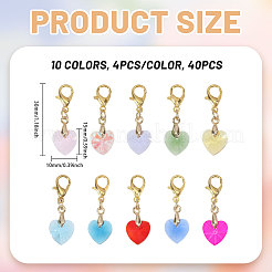40 шт. 10 стиля романтических идей ко Дню святого Валентина стеклянные подвески украшения&nbsp;HJEW-MA00041