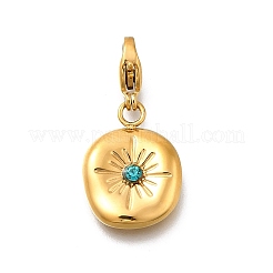Colgantes de rhinestone de acero inoxidable 304 redondos y planos para decoración.&nbsp;STAS-R159-53G
