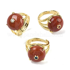 Bracciale aperto in ottone con micro pavé di zirconi cubici (colore casuale).&nbsp;RJEW-D347-02G