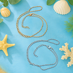 8 шт. 2-цветные железные цепи панцирного плетения и кабельные цепи на щиколотку&nbsp;AJEW-HY0002-70