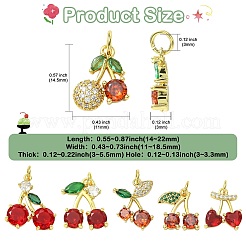 6pcs 6 styles pendentifs en laiton micro pavé de zircone cubique&nbsp;KK-CJ0004-38