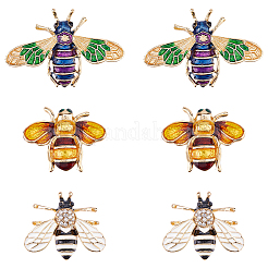 6 шт. 3 стили эмалевых булавки в виде пчел&nbsp;JEWB-FH0002-58