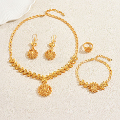 Комплекты из винтажного сплава с полыми цветами&nbsp;AC4894