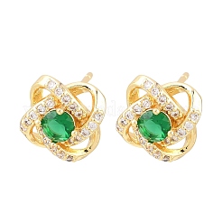 Orecchini da donna in ottone con micro pavé di zirconi cubici&nbsp;KK-A305-10G-02