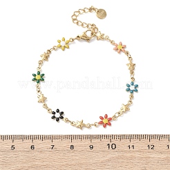 Браслеты из нержавеющей стали 304 с цветком и звездой для женщин&nbsp;LS-BJEW-F524-06B-G