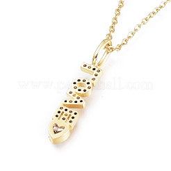 Colliers à pendentif en zircone cubique transparent micro pavé en laiton&nbsp;X-NJEW-L146-28A-G