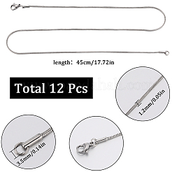 12 шт. классический простой комплект из круглой цепочки-змейки из нержавеющей стали 304&nbsp;NJEW-SC0001-18