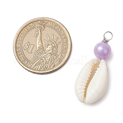 Подвески из натуральной ракушки каури и круглого акрила&nbsp;PALLOY-JF03809-01