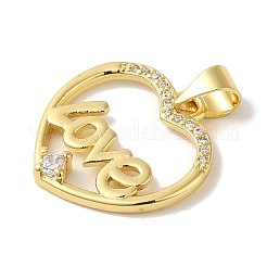 Ciondoli in ottone con placcatura a cremagliera con micro pavé di zirconi chiari&nbsp;KK-P267-11C-G