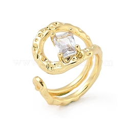 Латунные кольца-манжеты с микропаве и прозрачным цирконием для женщин&nbsp;RJEW-D307-01G-B