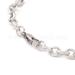 Bracciale con ciondolo a forma di rettangolo e trifoglio in acciaio inossidabile 201 anti-appannamento con catena a maglie per donna&nbsp;STAS-P304-18P
