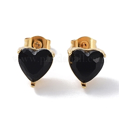 6 par de aretes de circonita cúbica con forma de corazón de 2 colores&nbsp;EJEW-A024-15D