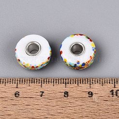 Europäische Glasperlen mit Messingkern&nbsp;LAMP-Q042-01G