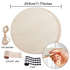 Tranches de bois non finies de forme ronde plate&nbsp;DIY-SZ0002-38