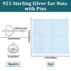 3 Paar 925 Ohrschrauben aus Sterlingsilber&nbsp;STER-BBC0009-74A