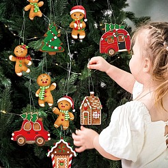 Weihnachts-Lebkuchenmann & Baum & Haus & Auto Papieranhänger Dekorationen&nbsp;PW-WG3ABD1-01