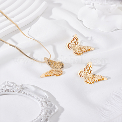 Комплекты из полых серег-гвоздиков и ожерелий с подвесками в виде бабочек из сплава для женщин&nbsp;SJEW-LP0001-41