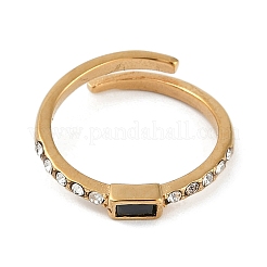 Bague manchette en acier inoxydable 304 avec placage ionique (IP) et strass&nbsp;RJEW-D083-09G-02