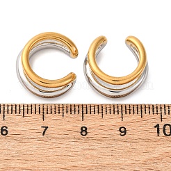 Двухслойные серьги-каффы из нержавеющей стали 304 в форме буквы С двухцветные&nbsp;EJEW-A131-04B-GP